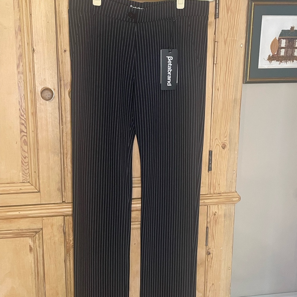 Betabrand Black Pinstripe Dress or Yoga Trousers